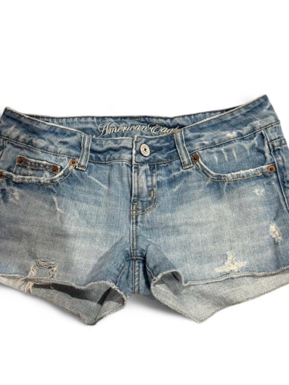 Y2K American Eagle Outfitters Faded Light Blue Denim Cutoff Shorts